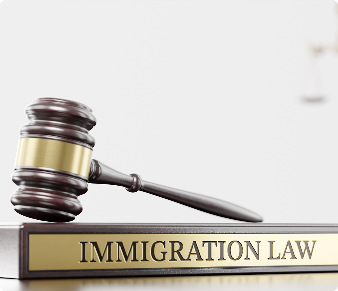 Gavel resting on immigration law book